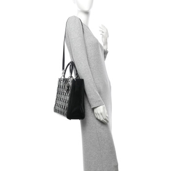 CHRISTIAN DIOR Patent Cannage Large Lady Dior Black