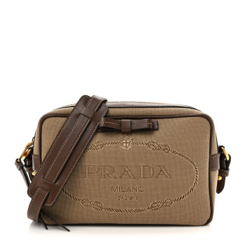 PRADA Jacquard Logo Camera Bag Corda Bruciato