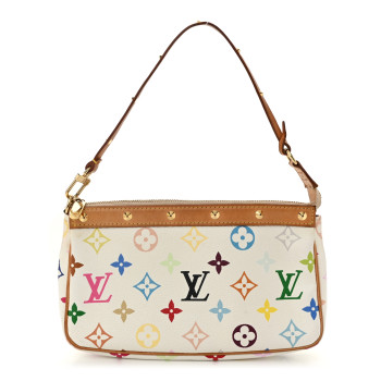 LOUIS VUITTON Monogram Multicolor Pochette Accessories White