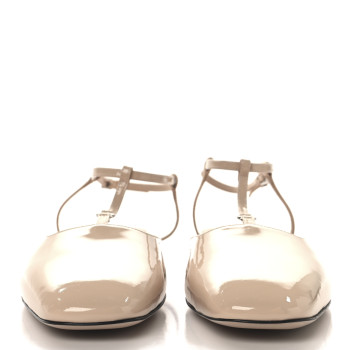 GUCCI Vernice Crystal Double G Ballet Flat 41 Skin Rose