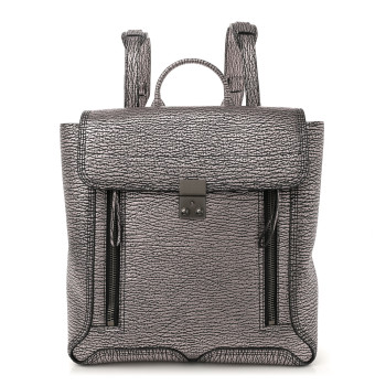 3.1 PHILLIP LIM Metallic Textured Calfskin Pashli Backpack Black Mauve