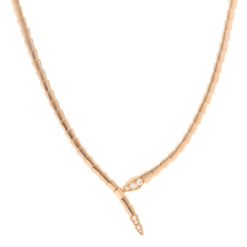BULGARI 18K Rose Gold Diamond Serpenti Viper Choker Necklace