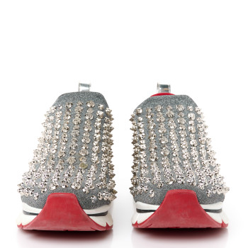 CHRISTIAN LOUBOUTIN Neo Lame Spike Sock Donna Flat Sneakers 36 Snow Silver
