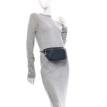 CHANEL Caviar Quilted Business Affinity Waist Belt Bag Navy