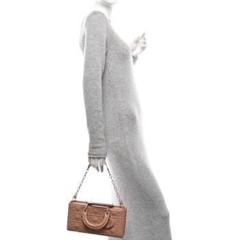 CHRISTIAN DIOR Calfskin Cannage Diamond Medium Lady D-Joy Rose Des Vents
