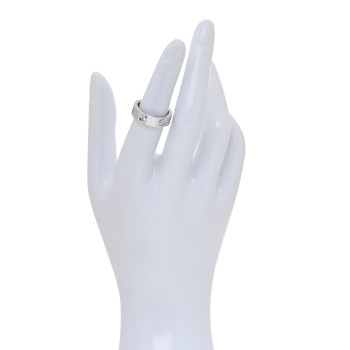 CARTIER 18K White Gold 3 Diamond 5.5mm LOVE Ring 51 5.75
