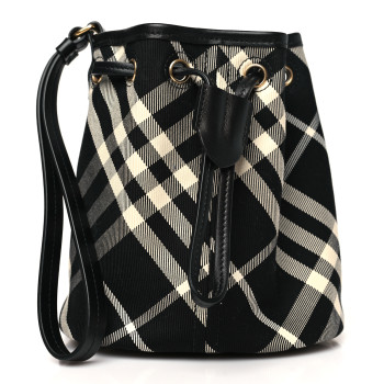 BURBERRY Check Mini Drawstring Pouch Black Calico