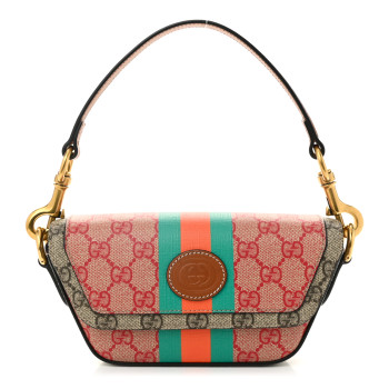 GUCCI X DANS LE VERT GG Supreme Monogram Cuoio Web Mini Retro Interlocking G Top Handle Beige Rosso Ebony Harness Brown