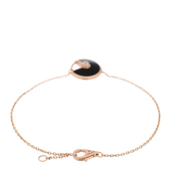 CARTIER 18K Pink Gold Diamond Black Onyx Amulette de Cartier Bracelet