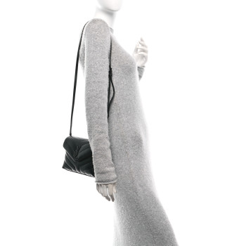 SAINT LAURENT Calfskin Y Quilted Monogram Monochrome Toy Loulou Crossbody Bag Black