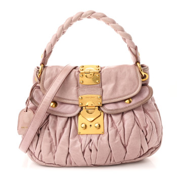MIU MIU Nappa Matelasse Top Handle Tote Mughetto