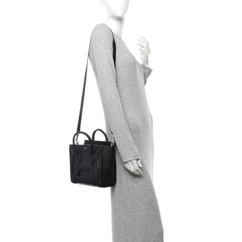 CELINE Drummed Calfskin Nano Luggage Black