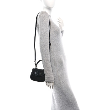 GUCCI Boarded Dyana Lux Calfskin Web Monochrome Mini Bamboo 1947 Top Handle Bag Black