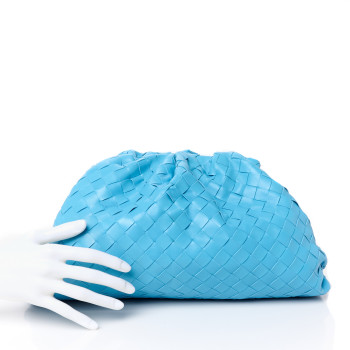 BOTTEGA VENETA Nappa Maxi Intrecciato The Pouch Oversized Clutch Swimming Pool