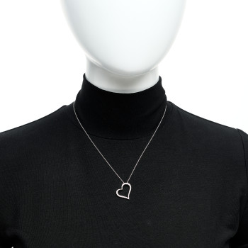 ROBERTO COIN 18K White Gold Diamond .22ct Tiny Treasures Heart Pendant Necklace