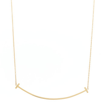 TIFFANY 18K Yellow Gold Large T Smile Pendant Necklace