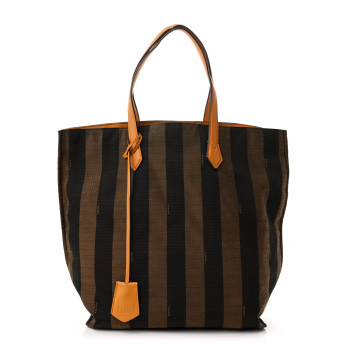 FENDI Jacquard Calfskin Pequin All In Shopper Tote Tobacco Yellow