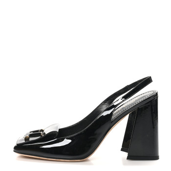 LOUIS VUITTON Patent Calfskin Shake Slingback Pumps 39 Black
