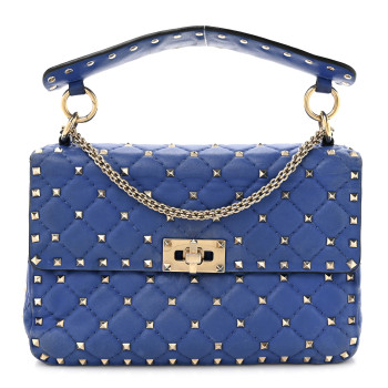 VALENTINO GARAVANI Nappa Medium Rockstud Spike Shoulder Bag Acid Blue