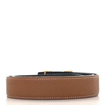 HERMES Box Togo 32mm Striee H Belt 85 34 Black Gold