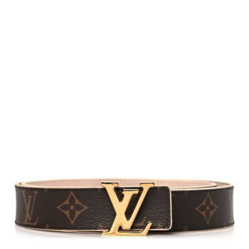 LOUIS VUITTON Calfskin Monogram 30mm LV Initiales Reversible Belt 80 32 Rose Ballerine