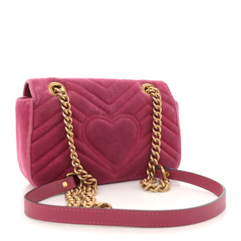 GUCCI Velvet Matelasse Medium GG Marmont Shoulder Bag Light Raspberry Rose