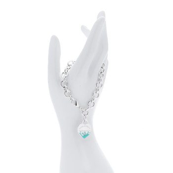 TIFFANY Sterling Silver Enamel Return To Tiffany Color Splash Heart Tag Bracelet Blue