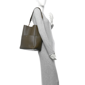 CELINE Soft Grained Calfskin Sangle Bucket Bag Light Khaki
