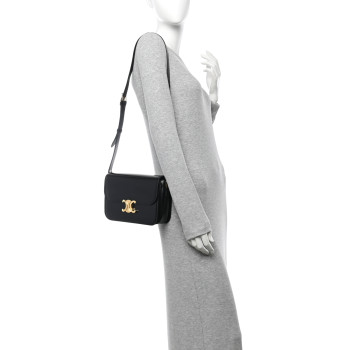 CELINE Shiny Calfskin Medium Triomphe Black