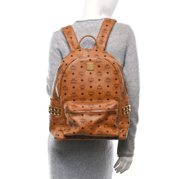 MCM Visetos Medium Side Studs Stark Backpack Cognac