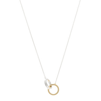 TIFFANY Sterling Silver 18K Yellow Gold 1837 Interlocking Circles Pendant Necklace