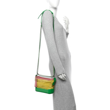 CHANEL Suede Calfskin Quilted Small Gabrielle Hobo Pink Green Yellow