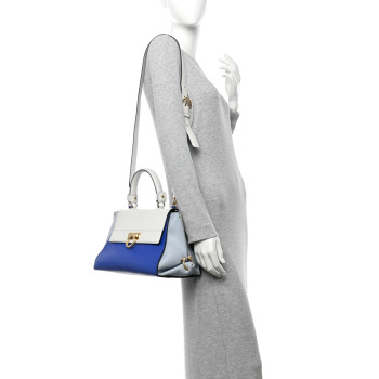 SALVATORE FERRAGAMO Calfskin Small Sofia Satchel Blue Multicolor