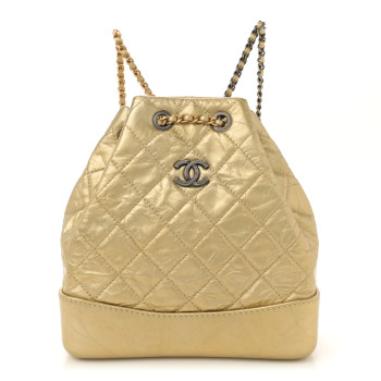 CHANEL Metallic Lambskin Small Quilted Gabrielle Backpack Gold