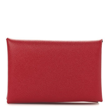 HERMES Epsom Calvi Duo Card Case Rubis