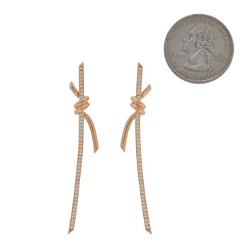 TIFFANY 18K Rose Gold Diamond Tiffany Knot Drop Earrings