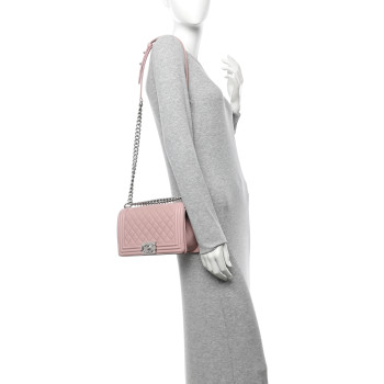 CHANEL Calfskin Quilted Medium Boy Flap Light Pink