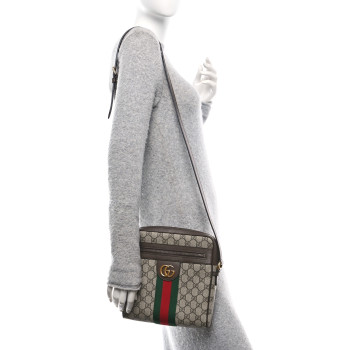 GUCCI GG Supreme Monogram Web Small Ophidia Messenger Bag Brown
