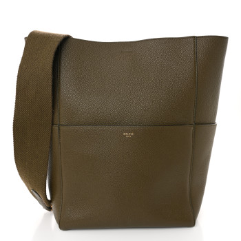 CELINE Soft Grained Calfskin Sangle Bucket Bag Light Khaki