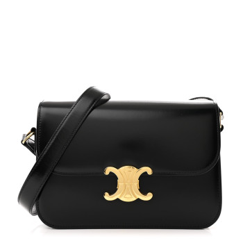 CELINE Shiny Calfskin Medium Triomphe Black