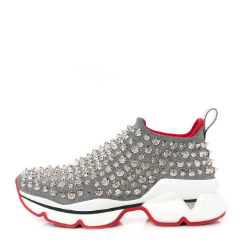 CHRISTIAN LOUBOUTIN Neo Lame Spike Sock Donna Flat Sneakers 36 Snow Silver
