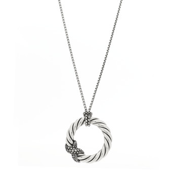 DAVID YURMAN Sterling Silver Diamond Starlight X Circle Pendant Necklace