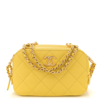 CHANEL Caviar Quilted Mini CC You Camera Case Yellow