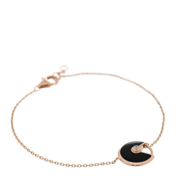 CARTIER 18K Pink Gold Diamond Black Onyx Amulette de Cartier Bracelet