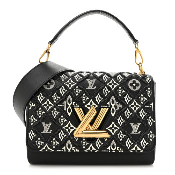 LOUIS VUITTON Calfskin Since 1854 Embroidered Twist MM Black
