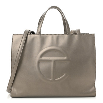 TELFAR Metallic Vegan Leather Medium Shopping Bag Bronze