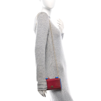 DOLCE & GABBANA Dauphine Stampa Iguana Mini Miss Sicily Chain Phone Case Wallet Red Multicolor