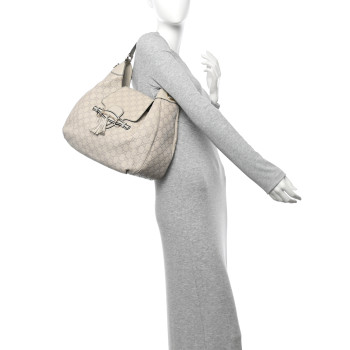 GUCCI Guccissima Signature Medium Emily Hobo Mystic White
