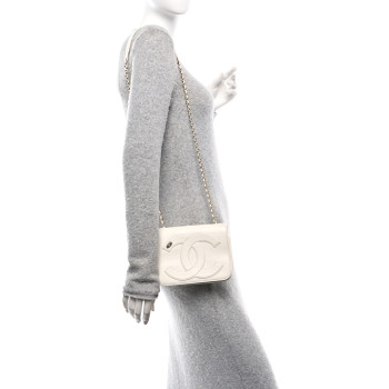 CHANEL Lambskin CC Mania Flap Bag White