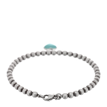 TIFFANY Sterling Silver Enamel 4mm Return To Tiffany Heart Tag Bead Bracelet Blue
